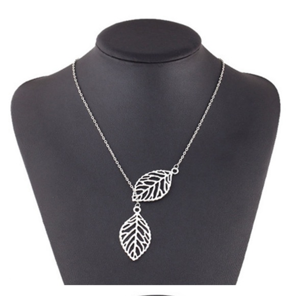 New Double Leaf Y Shaped Statement Necklace - Picture 4 of 4